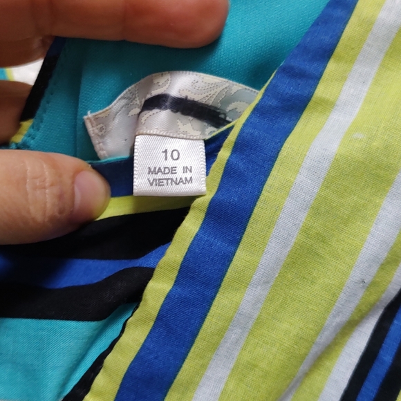 Summer Cotton Dress Green Blue 6 - Picture 3 of 5